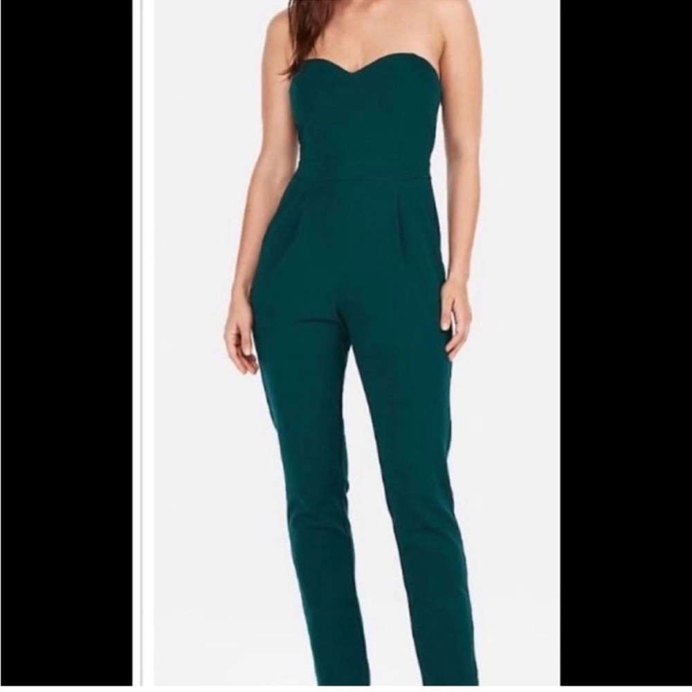 Express Strapless Teal-Green Jumpsuit